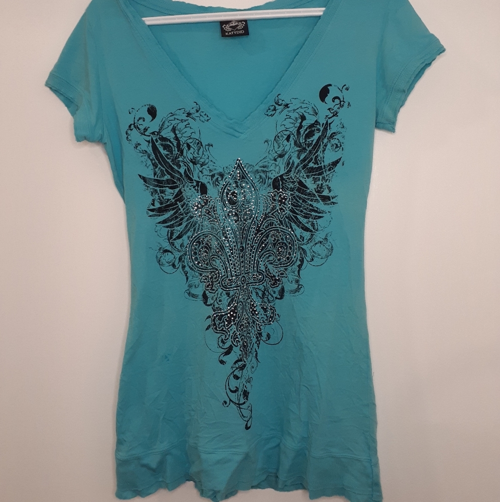 Katydid blue graphic tee